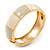 Round Enamel Hinged Bangle Bracelet In Gold Plated Metal (Cream/Beige) - 18cm Length - view 5