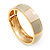 Round Enamel Hinged Bangle Bracelet In Gold Plated Metal (Cream/Beige) - 18cm Length - view 6