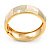 Round Enamel Hinged Bangle Bracelet In Gold Plated Metal (Cream/Beige) - 18cm Length - view 9