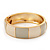 Round Enamel Hinged Bangle Bracelet In Gold Plated Metal (Cream/Beige) - 18cm Length - view 10