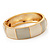 Round Enamel Hinged Bangle Bracelet In Gold Plated Metal (Cream/Beige) - 18cm Length - view 11
