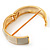 Round Enamel Hinged Bangle Bracelet In Gold Plated Metal (Cream/Beige) - 18cm Length - view 4