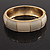 Round Enamel Hinged Bangle Bracelet In Gold Plated Metal (Cream/Beige) - 18cm Length - view 2