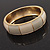 Round Enamel Hinged Bangle Bracelet In Gold Plated Metal (Cream/Beige) - 18cm Length - view 7