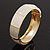 Round Enamel Hinged Bangle Bracelet In Gold Plated Metal (Cream/Beige) - 18cm Length - view 12