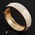 Round Enamel Hinged Bangle Bracelet In Gold Plated Metal (Cream/Beige) - 18cm Length - view 3