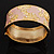 Wide Pink Enamel 'Flower & Butterfly' Hinged Bangle In Gold Plated Metal - 18cm Length - view 7