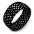 Black Polka Dot Silk Bangle Bracelet - Up to 17cm Length - view 3