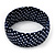 Dark Blue Polka Dot Silk Bangle Bracelet - Up to 17cm Length - view 3
