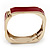 Dark Red Enamel Square Hinged Bangle Bracelet In Gold Plated Metal - 18cm Length - view 4