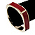 Dark Red Enamel Square Hinged Bangle Bracelet In Gold Plated Metal - 18cm Length - view 2