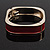 Dark Red Enamel Square Hinged Bangle Bracelet In Gold Plated Metal - 18cm Length - view 10