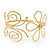 Gold Plated 'Butterfly & Flower' Upper Arm Bracelet Armlet - Adjustable