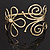 Gold Plated 'Butterfly & Flower' Upper Arm Bracelet Armlet - Adjustable - view 7