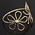Gold Plated 'Butterfly & Flower' Upper Arm Bracelet Armlet - Adjustable - view 15