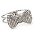 Diamante 'Bow' Hinged Bangle Bracelet In Rhodium Plated Metal - 19cm Length - view 10