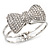 Diamante 'Bow' Hinged Bangle Bracelet In Rhodium Plated Metal - 19cm Length - view 6