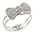 Diamante 'Bow' Hinged Bangle Bracelet In Rhodium Plated Metal - 19cm Length - view 12