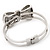 Diamante 'Bow' Hinged Bangle Bracelet In Rhodium Plated Metal - 19cm Length - view 5
