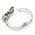 Diamante 'Bow' Hinged Bangle Bracelet In Rhodium Plated Metal - 19cm Length - view 7