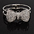 Diamante 'Bow' Hinged Bangle Bracelet In Rhodium Plated Metal - 19cm Length - view 13