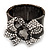 Diamante 'Bow' Flex Bracelet In Gun Metal Finish - up to 19cm Length - view 3