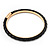 Black Leather Bangle In Gold Plated Metal - up to 18cm Length - view 6