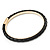 Black Leather Bangle In Gold Plated Metal - up to 18cm Length