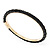 Black Leather Bangle In Gold Plated Metal - up to 18cm Length - view 4