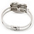 Diamante 'Kitten' With Pink Bow Hinged Bangle Bracelet In Rhodium Plated Metal - view 5