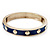 Royal Blue Enamel Gold Studded Hinged Bangle Bracelet - up to 18cm Length