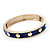 Royal Blue Enamel Gold Studded Hinged Bangle Bracelet - up to 18cm Length - view 6