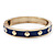 Royal Blue Enamel Gold Studded Hinged Bangle Bracelet - up to 18cm Length - view 7