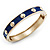 Royal Blue Enamel Gold Studded Hinged Bangle Bracelet - up to 18cm Length - view 2