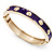 Purple Enamel Gold Studded Hinged Bangle Bracelet - up to 18cm Length - view 4