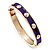 Purple Enamel Gold Studded Hinged Bangle Bracelet - up to 18cm Length - view 2