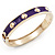 Purple Enamel Gold Studded Hinged Bangle Bracelet - up to 18cm Length - view 5