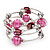 Silver-Tone Beaded Multistrand Flex Bracelet (Fuchsia Pink)