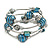 Silver-Tone Beaded Multistrand Flex Bracelet (Dark Teal Blue)