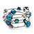 Silver-Tone Beaded Multistrand Flex Bracelet (Dark Teal Blue) - view 8