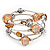 Silver-Tone Beaded Multistrand Flex Bracelet (Apricot Yellow) - view 2