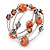 Silver-Tone Beaded Multistrand Flex Bracelet (Orange) - view 4