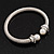 Silver Plated Twisted Simulated Pearl Cuff Bangle - Adjustable - view 8
