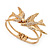 Diamante 'Swallow' Hinged Bangle Bracelet In Matt Gold Metal - up to 19cm wrist - view 2