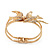 Diamante 'Swallow' Hinged Bangle Bracelet In Matt Gold Metal - up to 19cm wrist - view 9