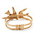 Diamante 'Swallow' Hinged Bangle Bracelet In Matt Gold Metal - up to 19cm wrist - view 5