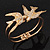 Diamante 'Swallow' Hinged Bangle Bracelet In Matt Gold Metal - up to 19cm wrist