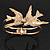Diamante 'Swallow' Hinged Bangle Bracelet In Matt Gold Metal - up to 19cm wrist - view 7