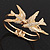 Diamante 'Swallow' Hinged Bangle Bracelet In Matt Gold Metal - up to 19cm wrist - view 4