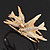Diamante 'Swallow' Hinged Bangle Bracelet In Matt Gold Metal - up to 19cm wrist - view 6